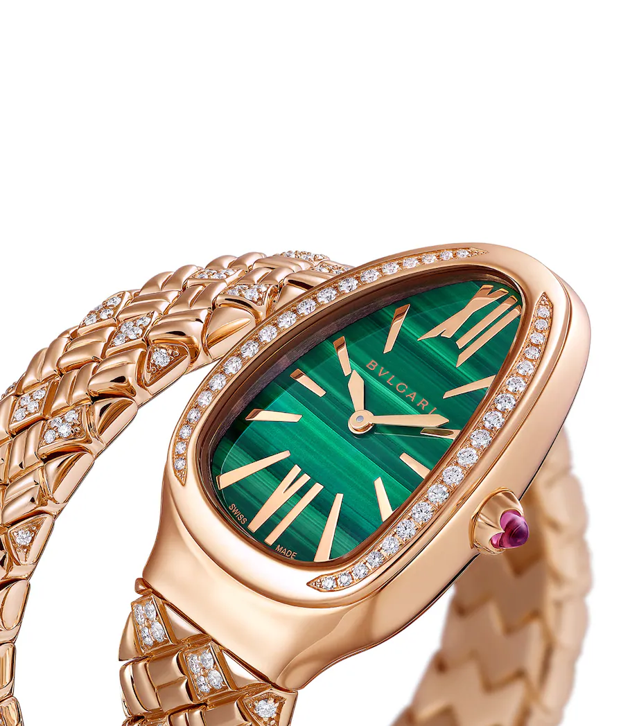 Luxury Serpentine Snake Women’s Watch – Rose Gold Finish with Green Dial - Image 3