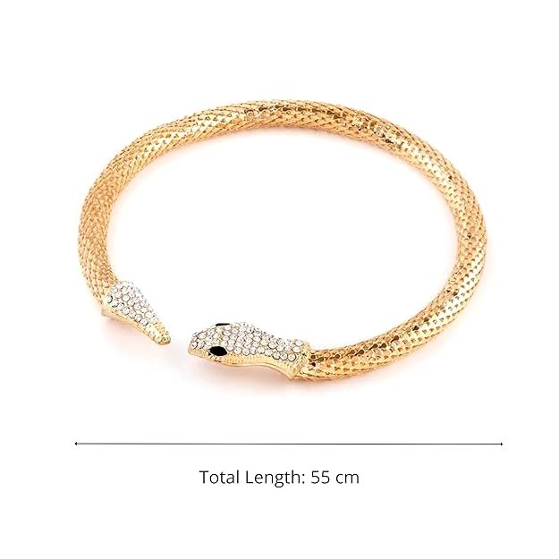 Luxury Gold Snake Necklace with Rhinestone Detailing - Image 4