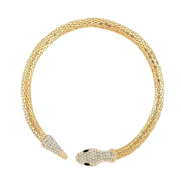 Luxury Gold Snake Necklace with Rhinestone Detailing