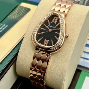 Bvlgari Branded Analog Watch With Silver Metal Case Strap