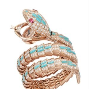 Luxury Serpent-Inspired Diamond & Turquoise Enamel Watch