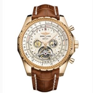 Luxury Gold Skeleton Chronograph Watch – Brown Leather Strap
