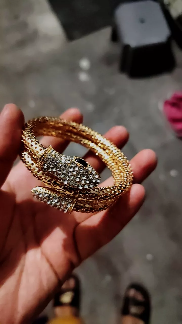 Luxury Gold Snake Wrap Bracelet with Rhinestone Detailing - Image 2